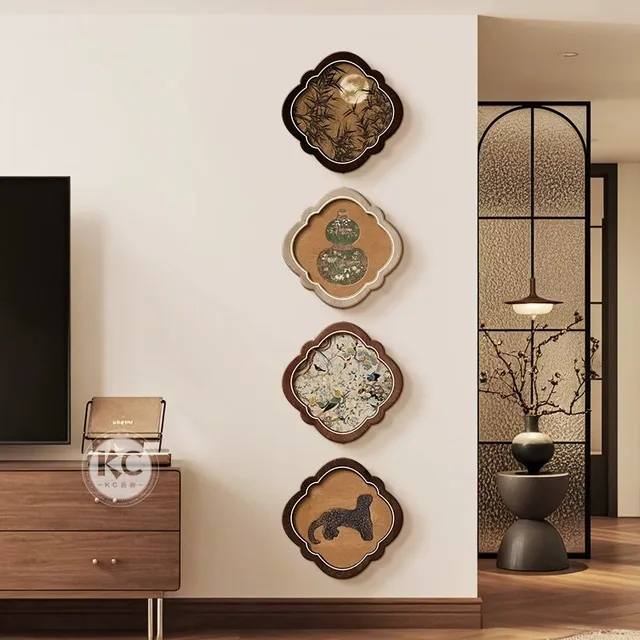 昌狮中古风入户门玄关装饰画宋代美学客厅电视背景墙挂画走廊过道