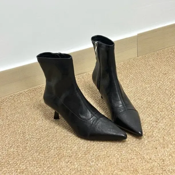 2025法式高跟细跟冬季低跟女尖头短靴靴子瘦瘦靴尖头秋冬简约16