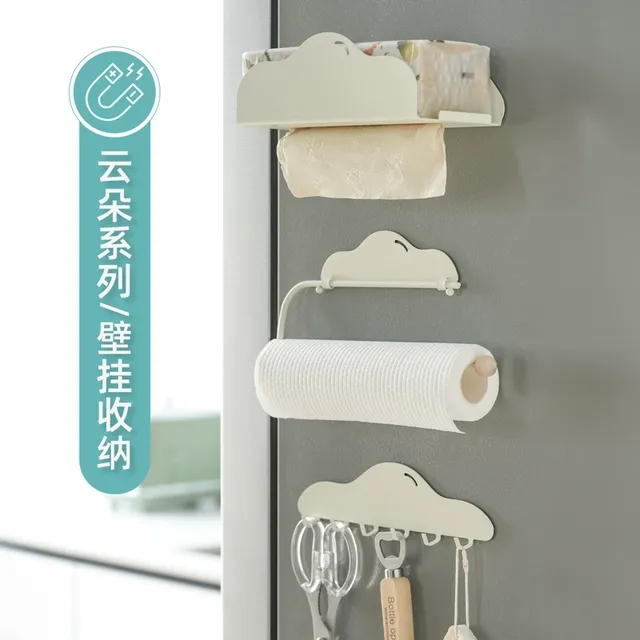冰箱磁吸纸巾盒置物架侧面收纳架免打孔挂钩保鲜膜卷纸架壁挂抽纸
