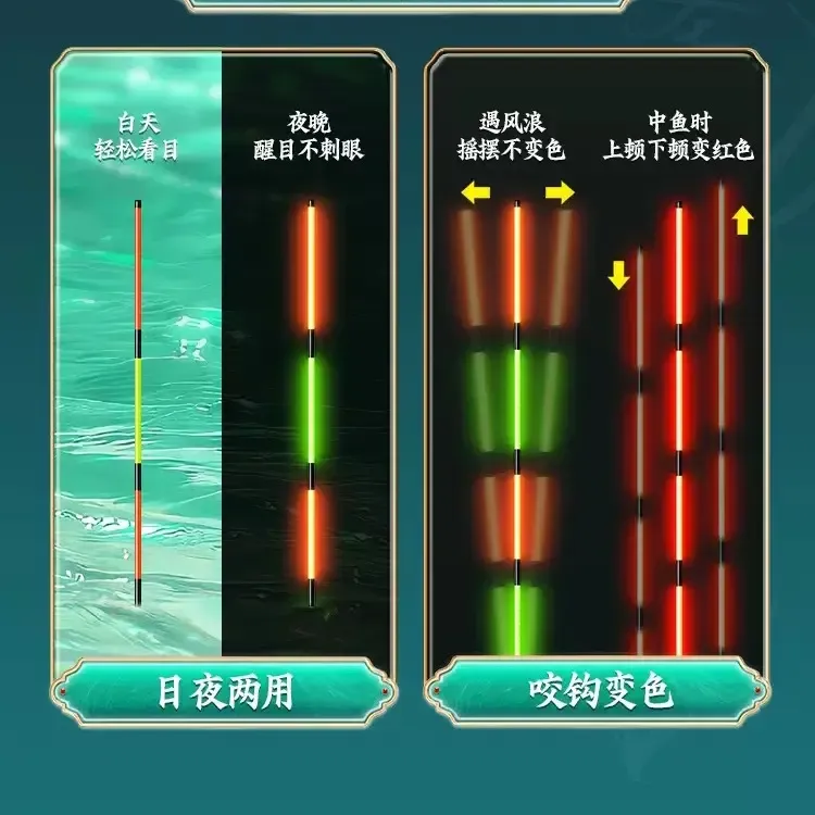 夜光漂互锁硬尾咬钩变色高灵敏醒目日夜两用浮漂