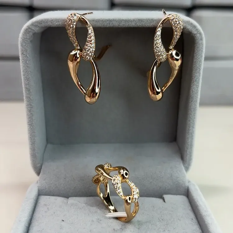 铜合金锆石耳饰  铜合金锆石轻奢耳环