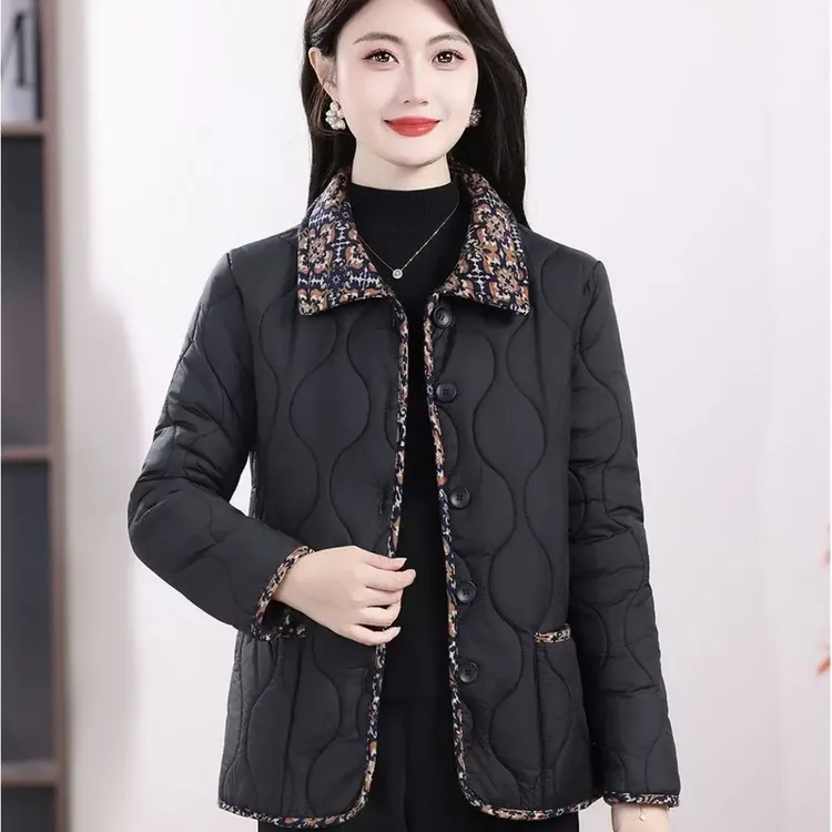2025羽绒面料中老年妈妈秋冬短款加绒保暖棉服外套冬季棉袄