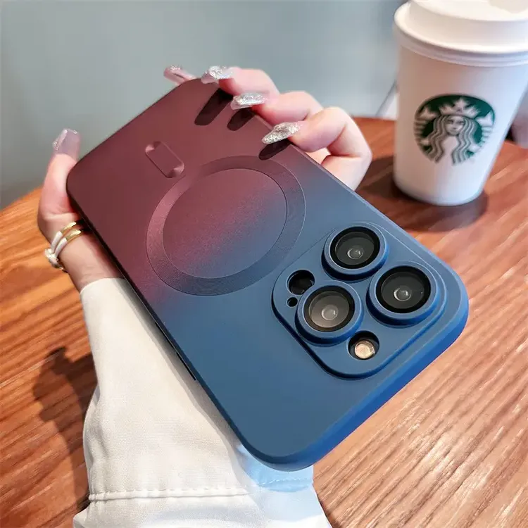 磁吸渐变液态适用苹果16promax手机壳带镜头膜iPhone13肤感12软壳