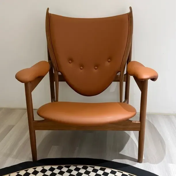 意卡森设计师酋长椅胡桃木头层牛皮