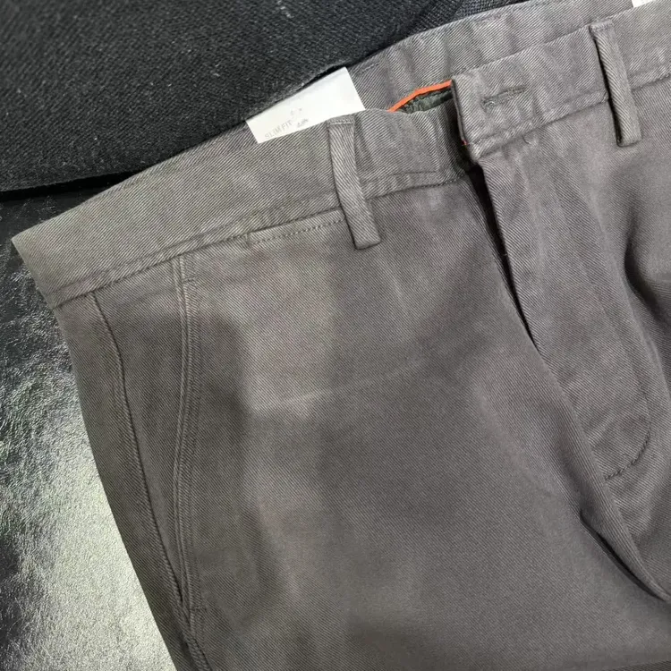 男士秋冬牛仔棉高级灰色直筒休闲长裤