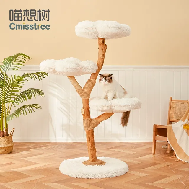 喵想树云朵猫爬架大型猫树跳台一体豪华实木猫架子猫窝不占地猫舍