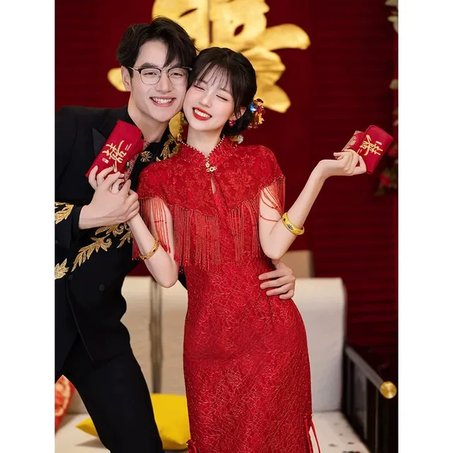 新中式旗袍敬酒服2025新款新娘订婚礼服裙高端气质领证登记晨袍女