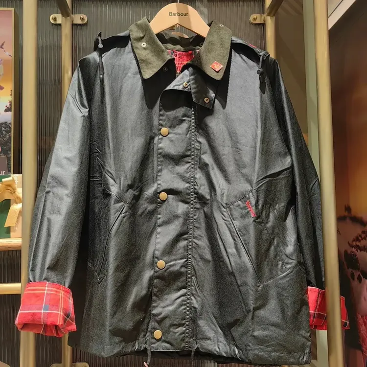 蛇年正确版~日系巴恩复古油蜡可拆帽短款防水夹克外套男女