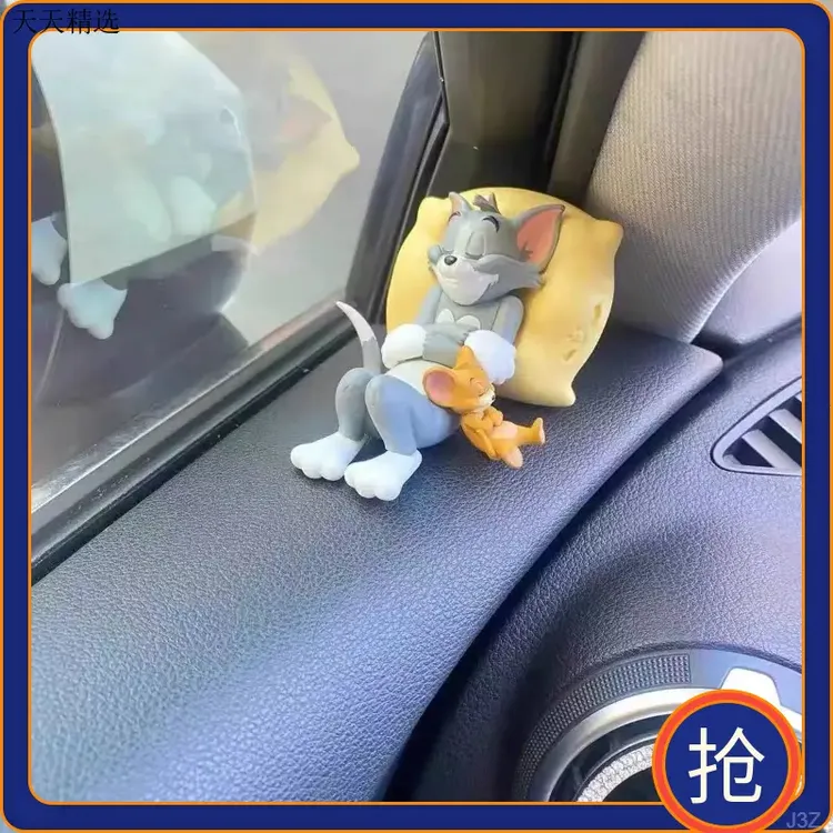 小摆件猫和老鼠装饰品汤姆杰瑞可汽玩偶车内爱书桌面车载摆件鲞䞩