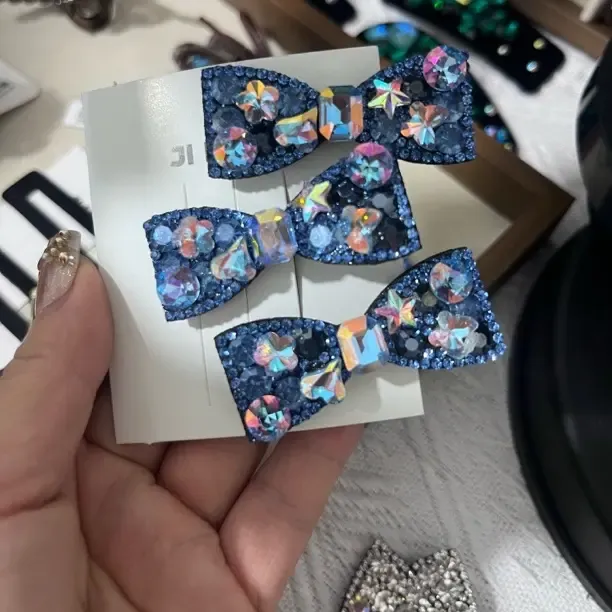 蝴蝶结发夹夹子女韩版气质水钻刘海夹轻奢闪钻侧边夹发卡头饰发饰