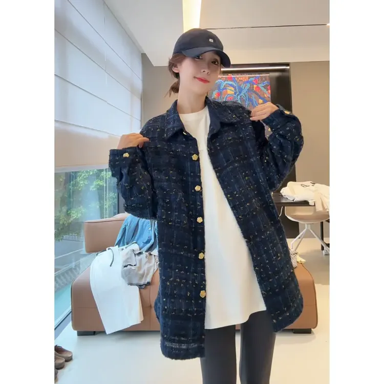 蓝色法式名媛富家千金小香风短外套女小个子2025春秋新款复古上衣