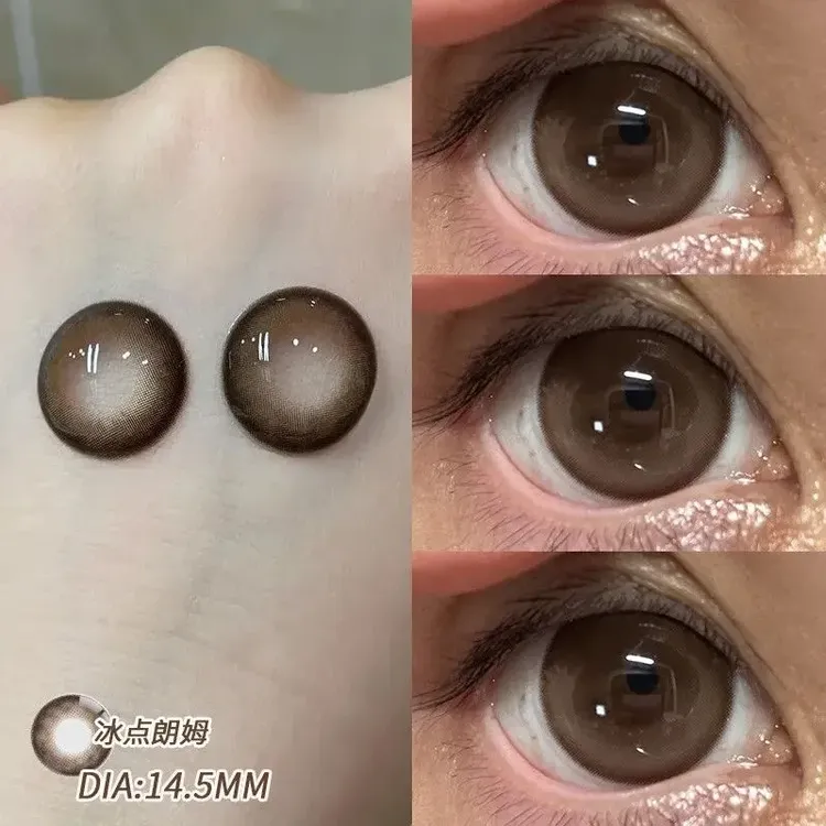 眸可冰点朗姆美瞳半年抛三明治工艺2片大直径显白隐形眼镜学生风