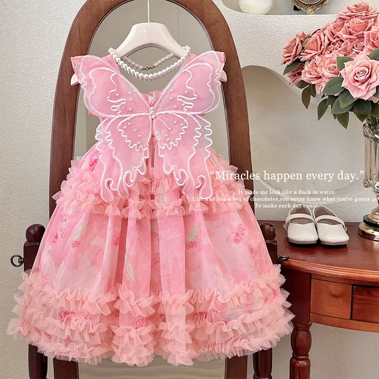 女童连衣裙夏装2024新款儿童吊带公主礼服裙小梦幻翅膀背心裙