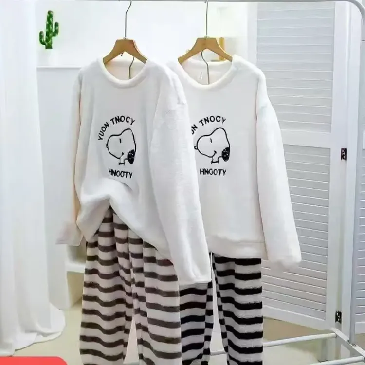 「精灵家」秋冬季加厚加绒牛奶绒长袖长裤卡通家居服套装