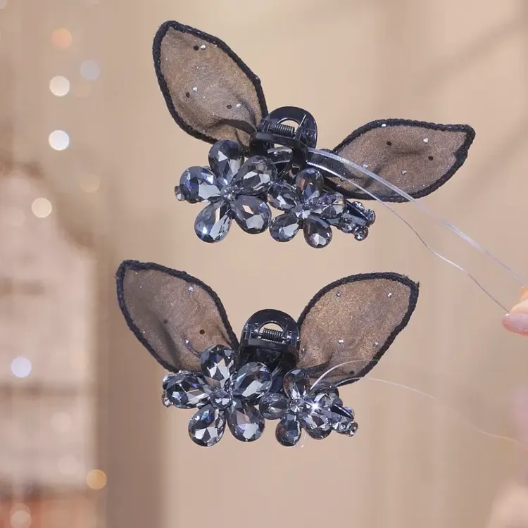 【兔耳刘海夹】夏季新款原创设计师款式薄纱兔耳夹碎发刘海夹2601