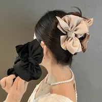 法式蝴蝶结抓夹女高级感缎面发夹后脑勺盘发鲨鱼夹低扎马尾夹头饰