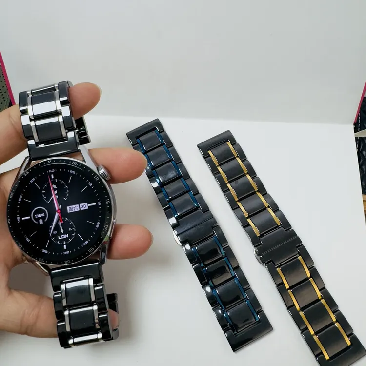 诺瑶适用华为GT2表带GT3表带gt4陶瓷表带watch4/pro双按蝴蝶扣