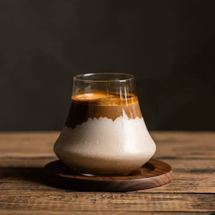 日式透明咖啡杯富士山dirty咖啡杯ins火山杯网红杯澳白拿铁杯子