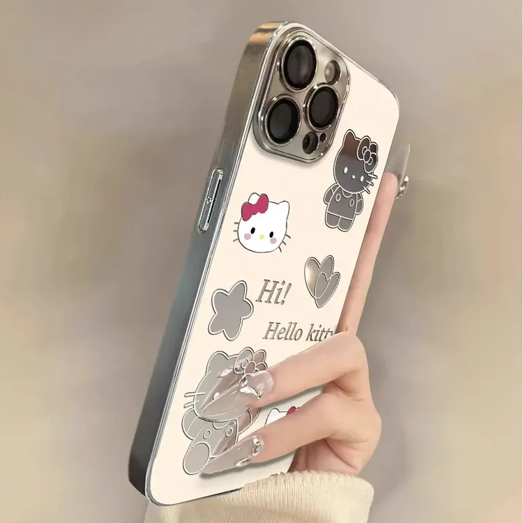适用爱心凯蒂猫iPhone16防摔苹果15promax镜面卡通14全包13可爱12