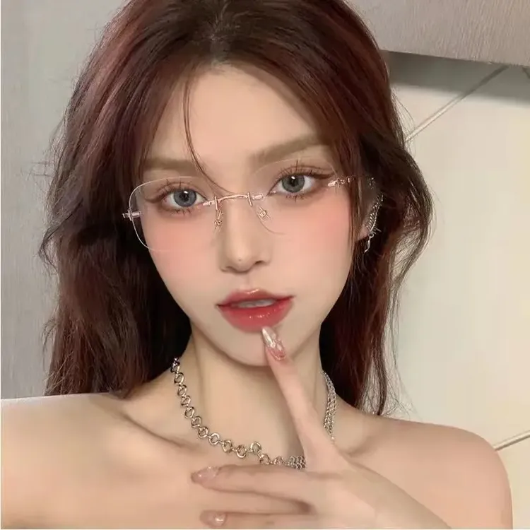 韩版禁欲系明星同款无框眼镜女ins风男防蓝光素颜近视可配有度数