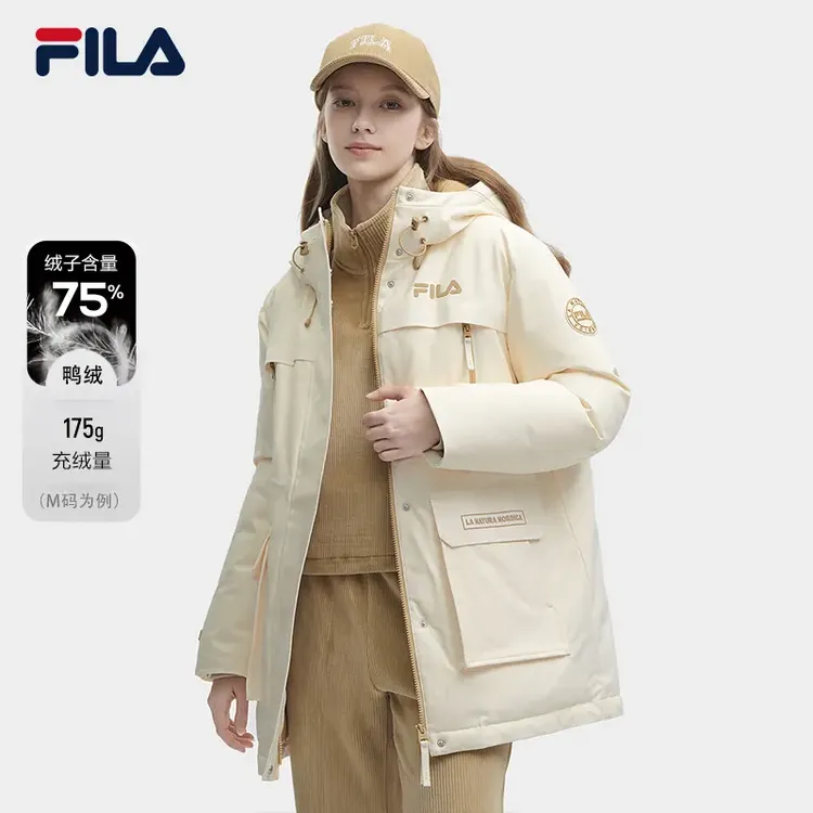 Fila/斐乐鸭绒羽绒服【防寒】冬季运动连帽中长款冬保暖F61W449904