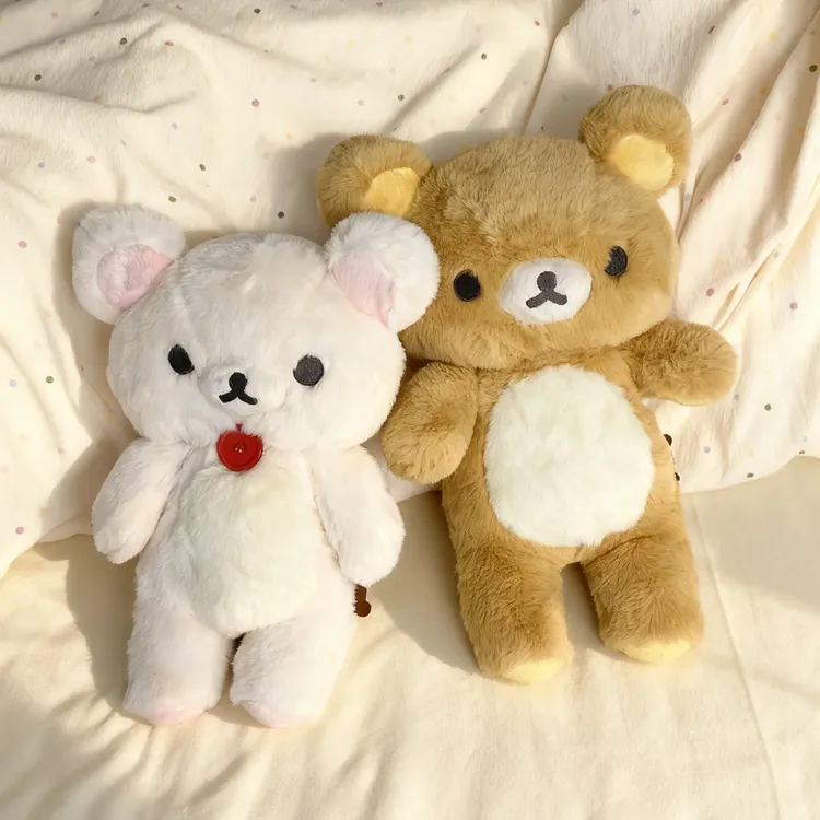 长毛轻松熊新款面包店长超软公仔玩偶女生日系可爱棕熊白熊兄妹