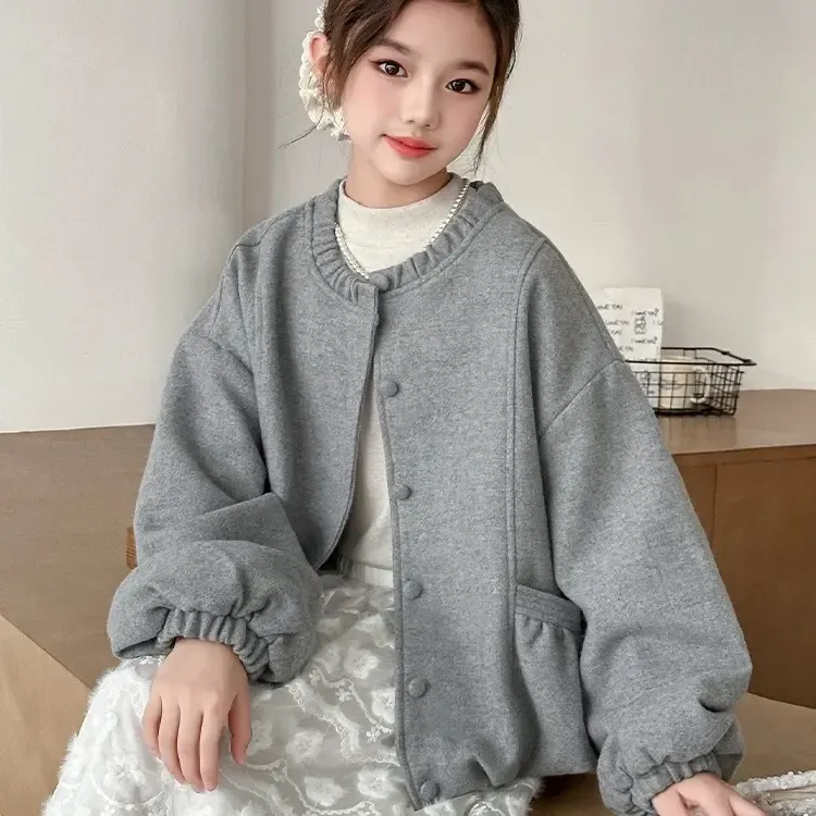 2025年新款女童深秋新品韩版宽松加绒加厚慵懒风外套