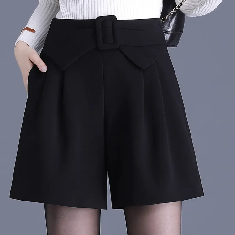 黑色短裤女2025春秋款蝴蝶结高腰宽松A字休闲阔腿裤外穿高腰靴裤