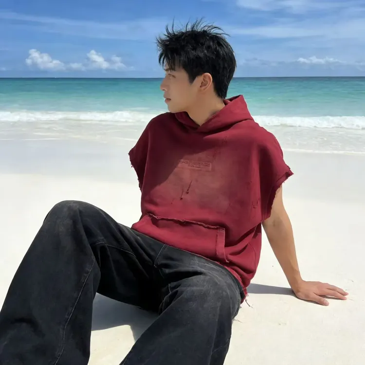 夏季潮流宽松男士无袖纯色休闲百搭运动背心