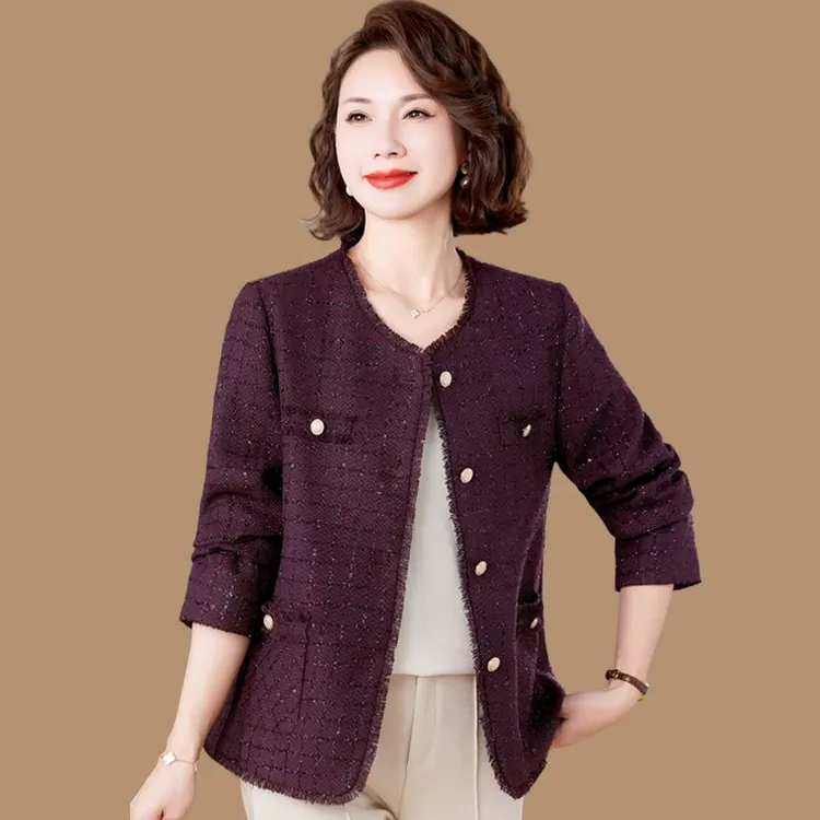 识恩年轻妈妈春装新款新款小香风西装外套中老年女装春秋洋气夹克