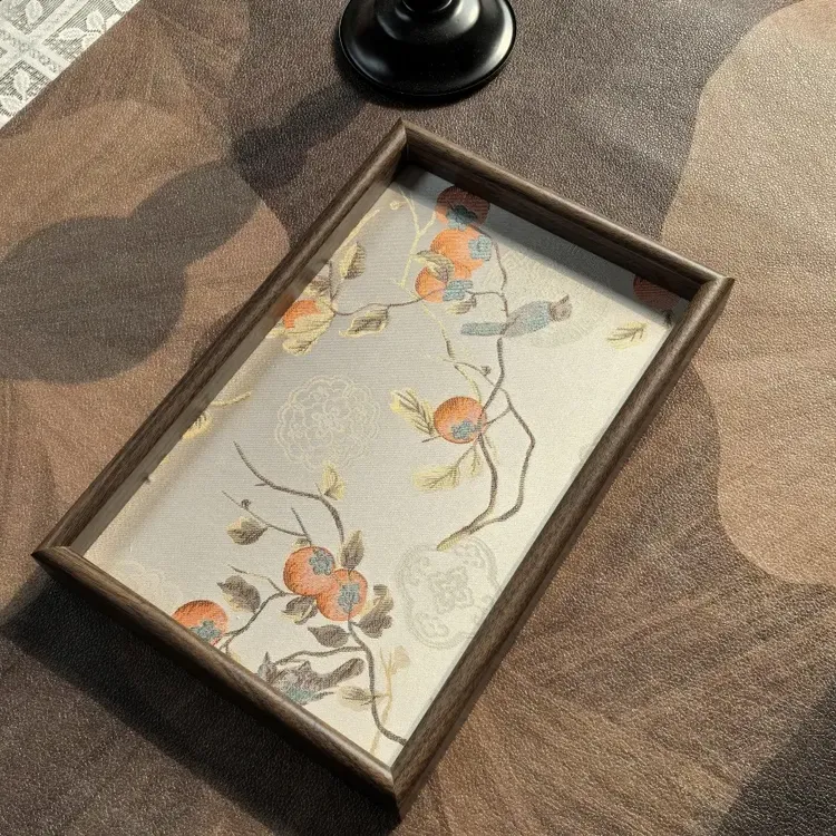 中式布艺创意置物盘用于玄关客厅收纳珠宝首饰零食托盘