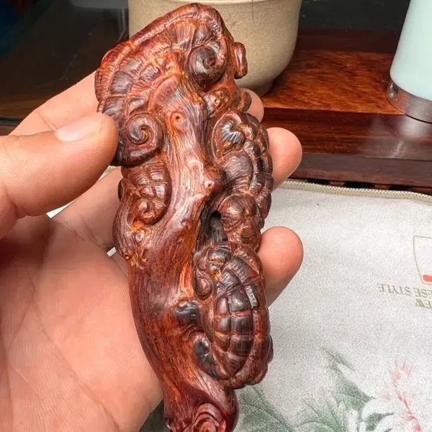 海南花梨公三亚南岛料精雕如意手把