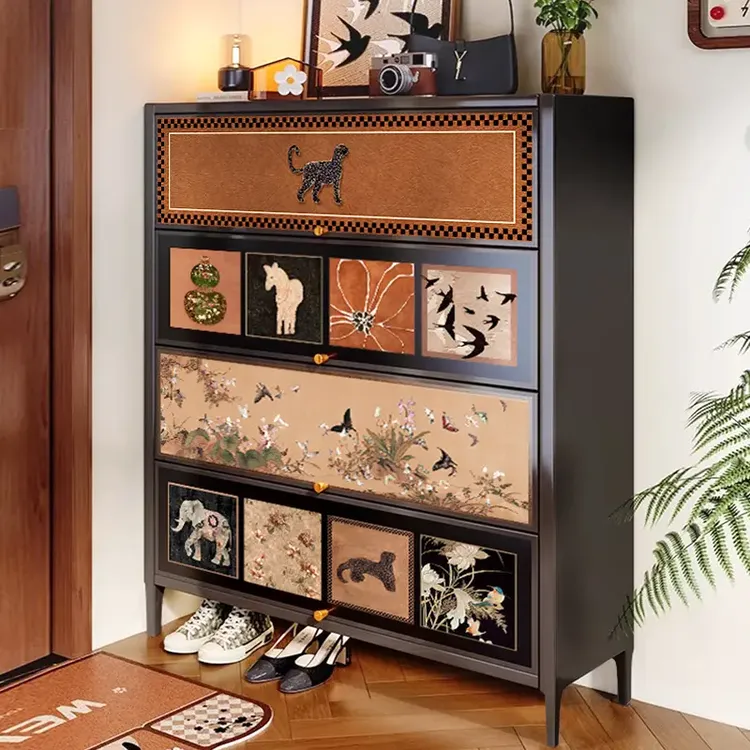 【二手价】钢制大容量中古风入户门口鞋柜家用玄关收纳柜多层储物柜