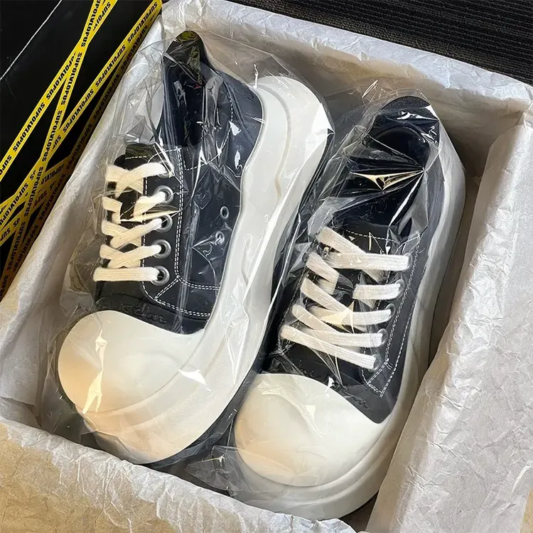 米奇丑萌大头鞋男女款2025春季新款面包鞋子真皮厚底休闲运动板鞋