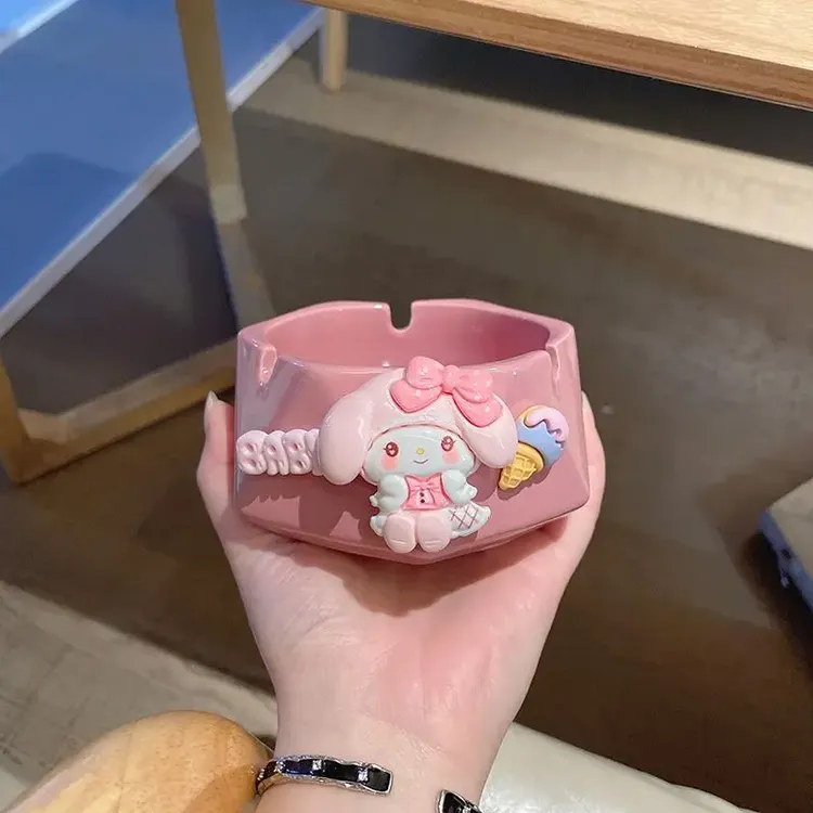 卡通烟灰缸陶瓷三丽鸥创意家用个性客厅卧室高级ins新款小物件