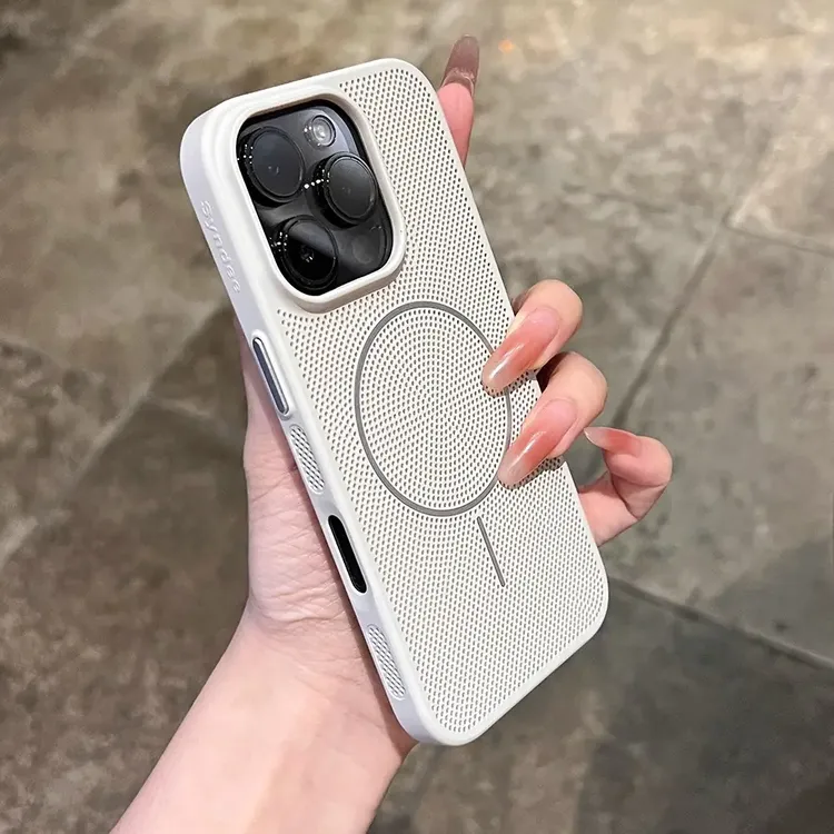ins透气散热适用苹果16promax手机壳细圈磁吸iphone14/15简约创意