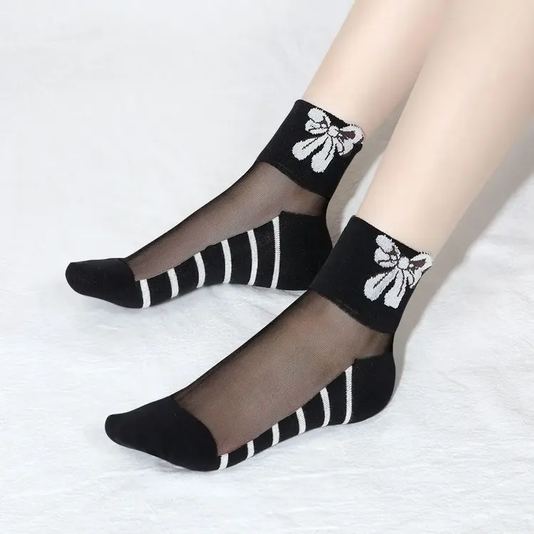 美拉德棉底水晶丝袜子中筒百搭透气防滑吸汗耐磨多色蕾丝袜成熟风