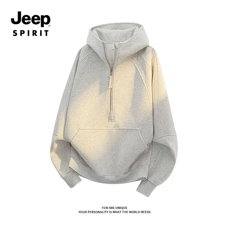 JEEP SPIRIT吉普半拉链卫衣男女春秋季潮牌时尚百搭宽松连帽外套