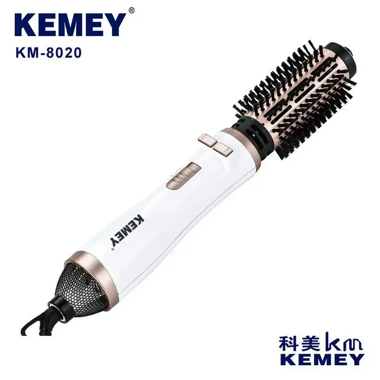 科美热风梳KM-8020厂家直销多功能负离子卷直发吹风梳家用干湿