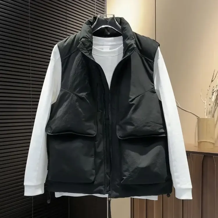 秋冬新款男士立领羽绒棉马甲2025个性时尚设计感潮流休闲流行坎肩