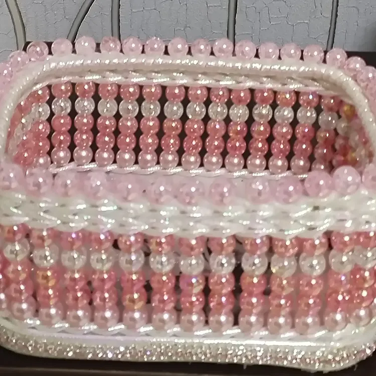 彩仿珍珠纯手工制作纸巾盒，