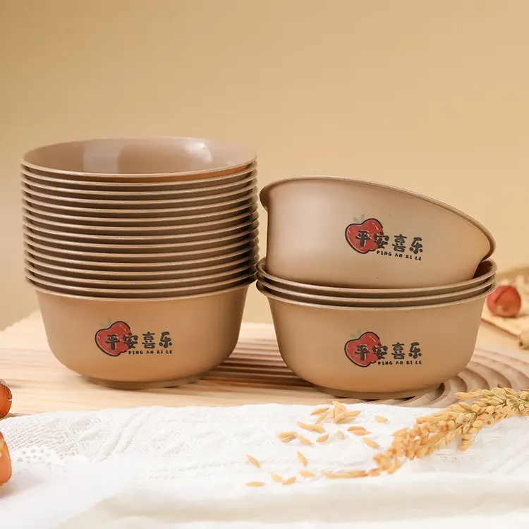一次性稻壳碗家用商用酒席结婚家庭聚会即用即弃耐高温食品级餐碗