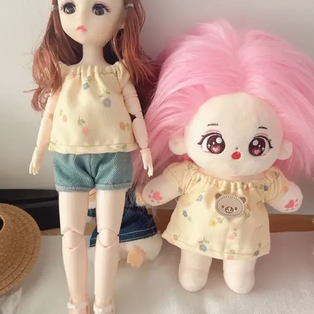 女生礼物正版带骨架20cm棉花娃娃毛绒公仔可换装裸娃