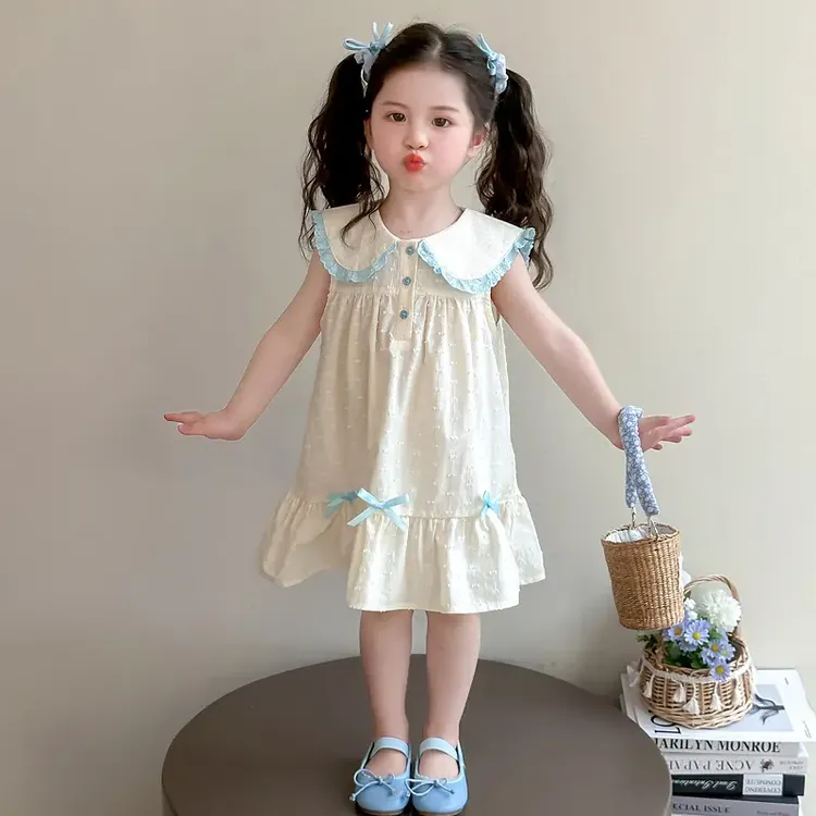 女童连衣裙夏季2025新款儿童背心裙洋气公主裙洋气宝宝娃娃领裙子