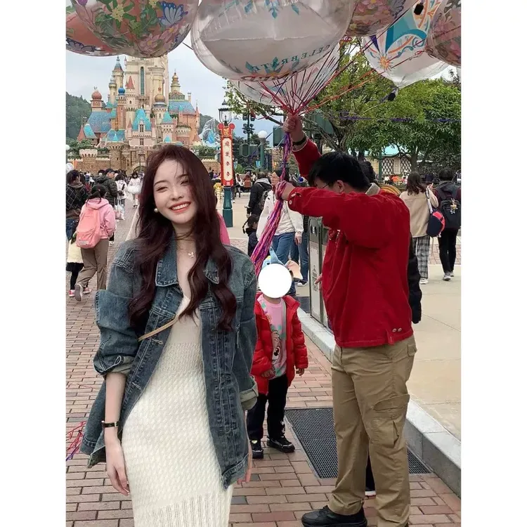 春季新款女装韩系茶系穿搭一整套小个子牛仔外套配长裙韩剧两件套