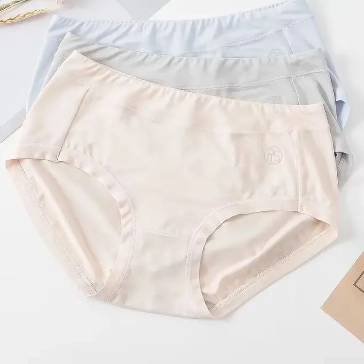 普利诗女款春夏现代女性中腰再生纤维薄中腰软透气素内裤两条装