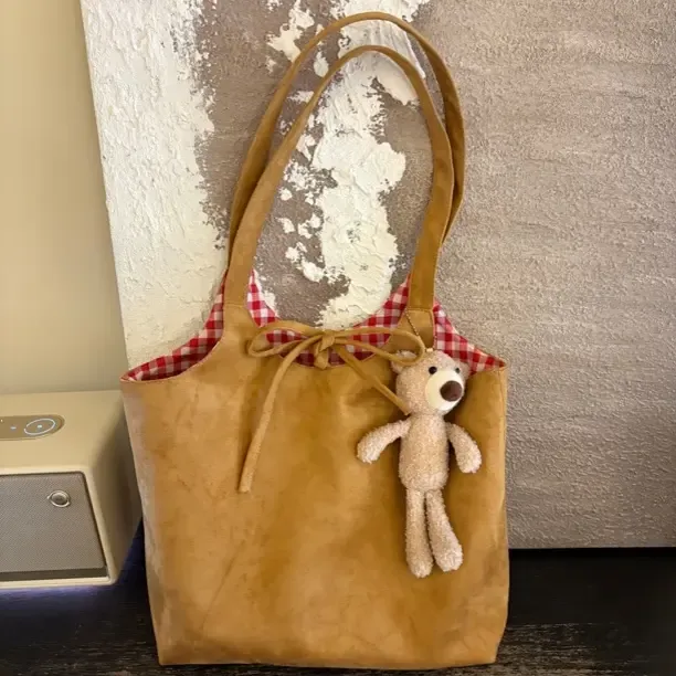 做旧格纹托特包可折叠耐磨单肩包见外包装复古风