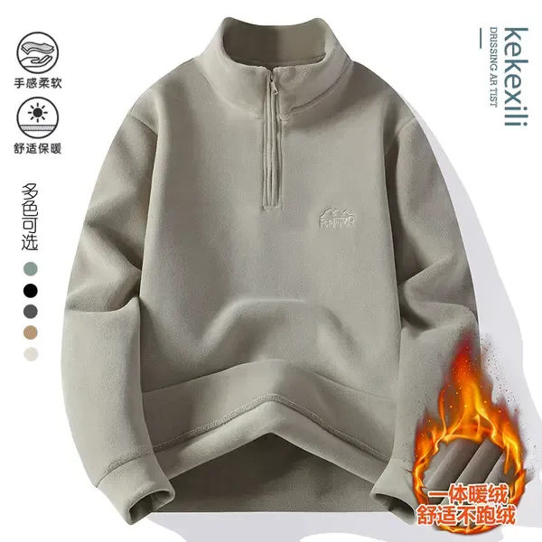 蒙派秋冬款男士半高领长袖保暖上衣服潮流宽松码休闲外套男式卫衣