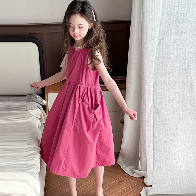 ABC女童连衣裙夏季2025新款夏装小女孩韩版纯棉背心公主裙儿童裙