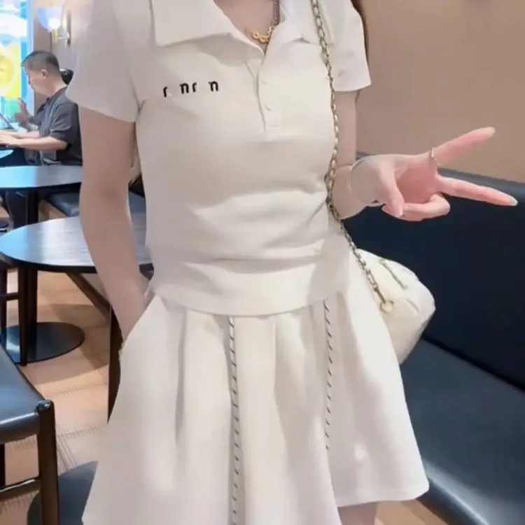 【月女月专享】俏皮少女--刺绣POLO领短袖上衣 短裙套装XXJ-Z00507